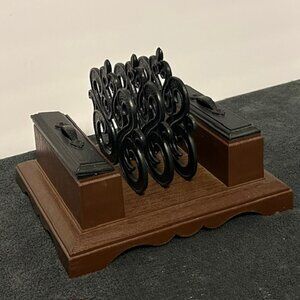 Vintage Mid-Century Desk Organizer Faux Wood Grain